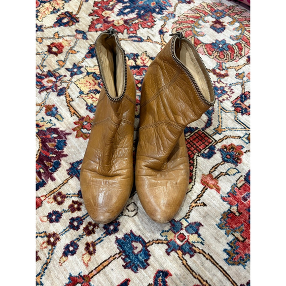Frye Steffi Zip Short Leather Ankle Boots Tan Distressed Western Women’s Size 9 - Picture 2 of 9